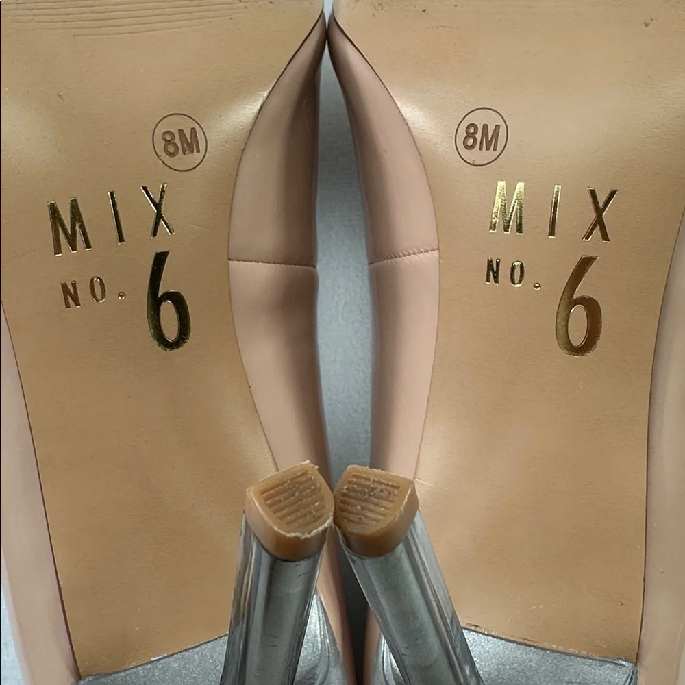 Mix No. 6 Blush Patent Pointed Toe Clear Stiletto Heel Size 8M - Picture 8 of 9